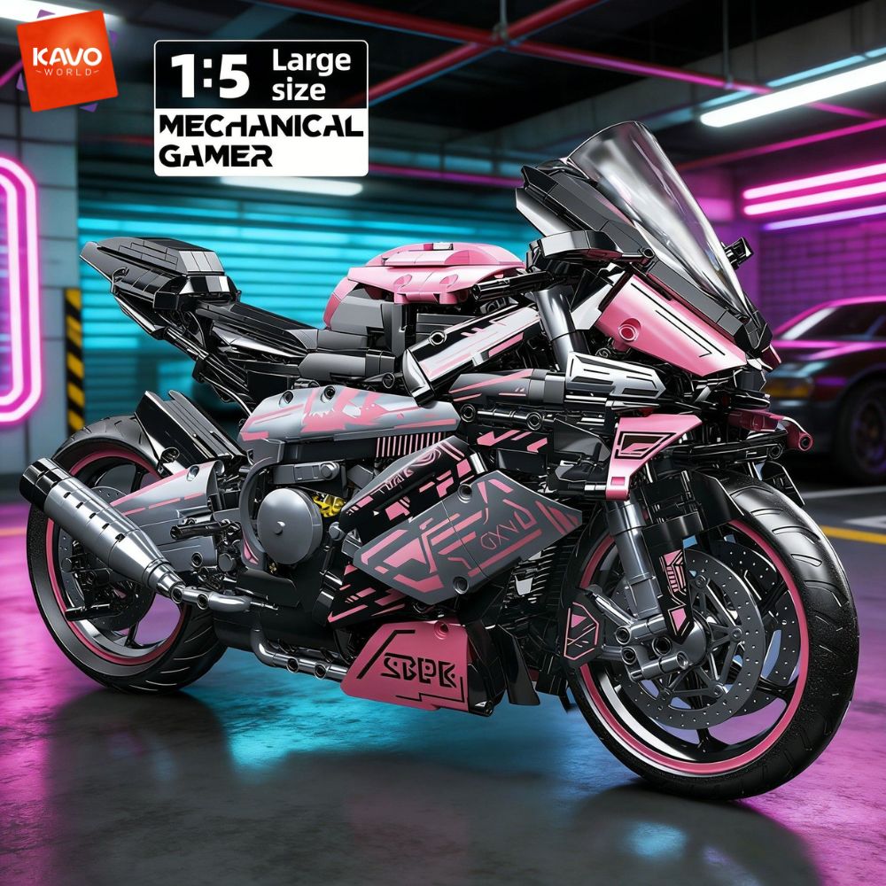 KAVOWORLD 2096PCS Pink Motorcy - Model Kit Motor Nuclear recension och pris