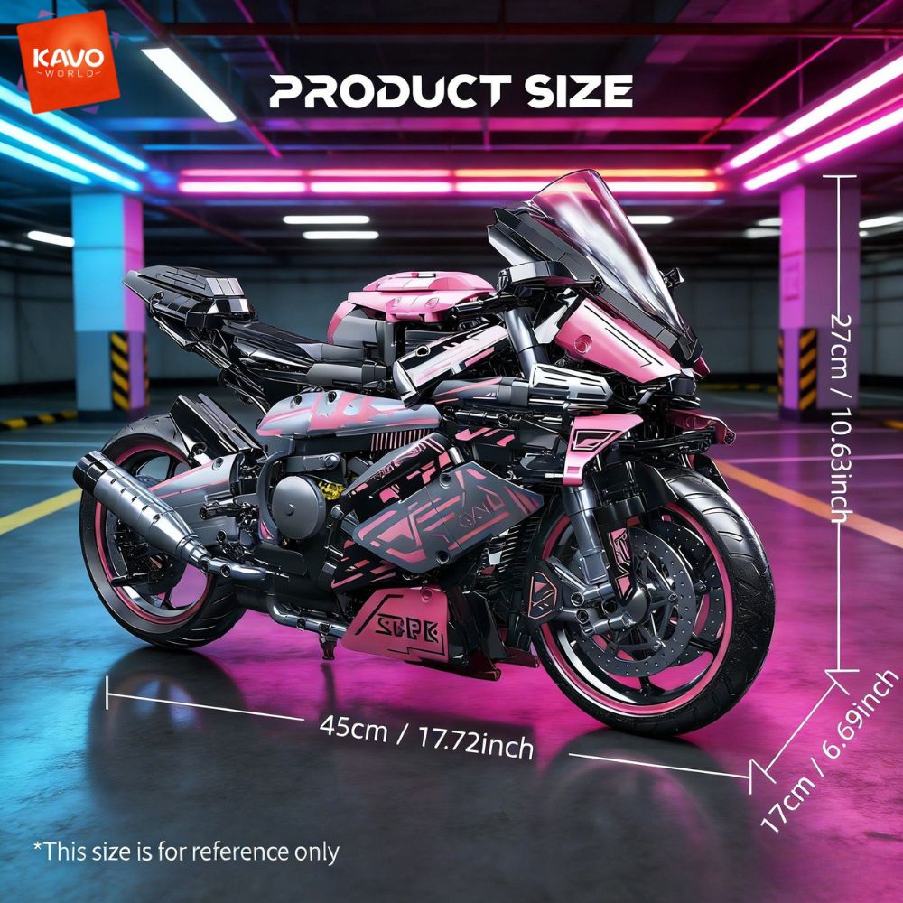 KAVOWORLD 2096PCS Pink Motorcy - Model Kit Motor Nuclear recension och pris