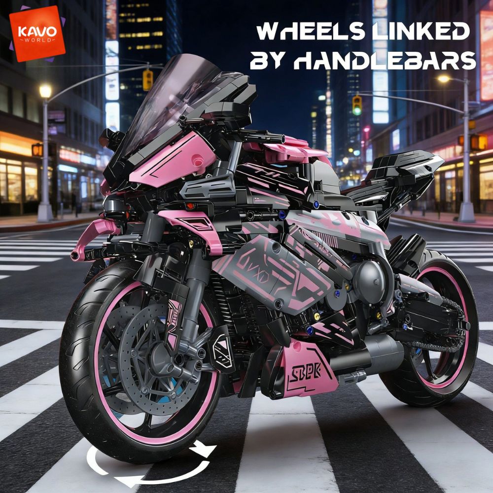 KAVOWORLD 2096PCS Pink Motorcy - Model Kit Motor Nuclear recension och pris